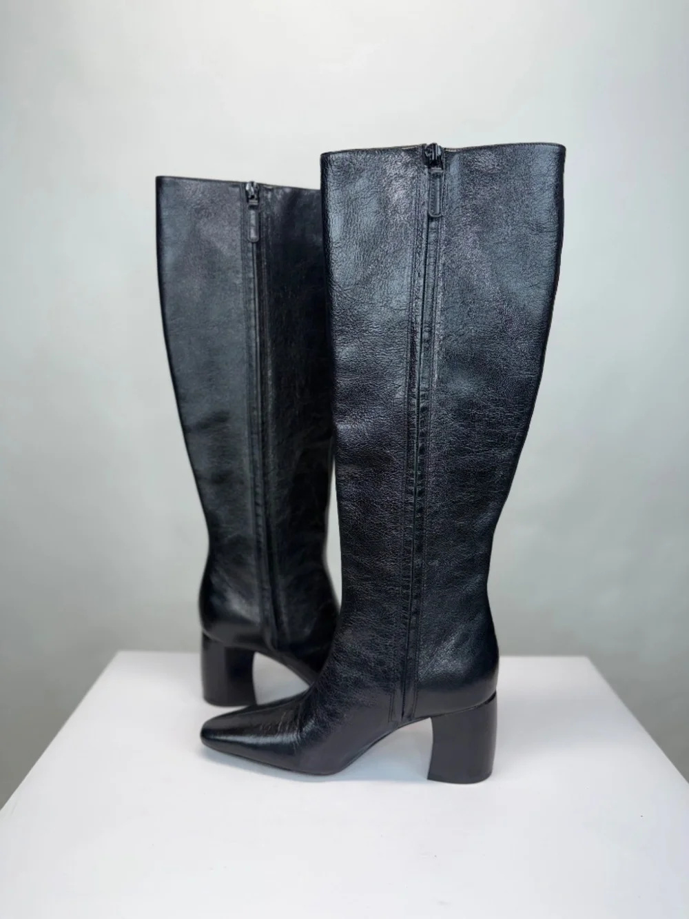 New Tory Burch Banana Leather Knee High Boot Black Leather Sz 5